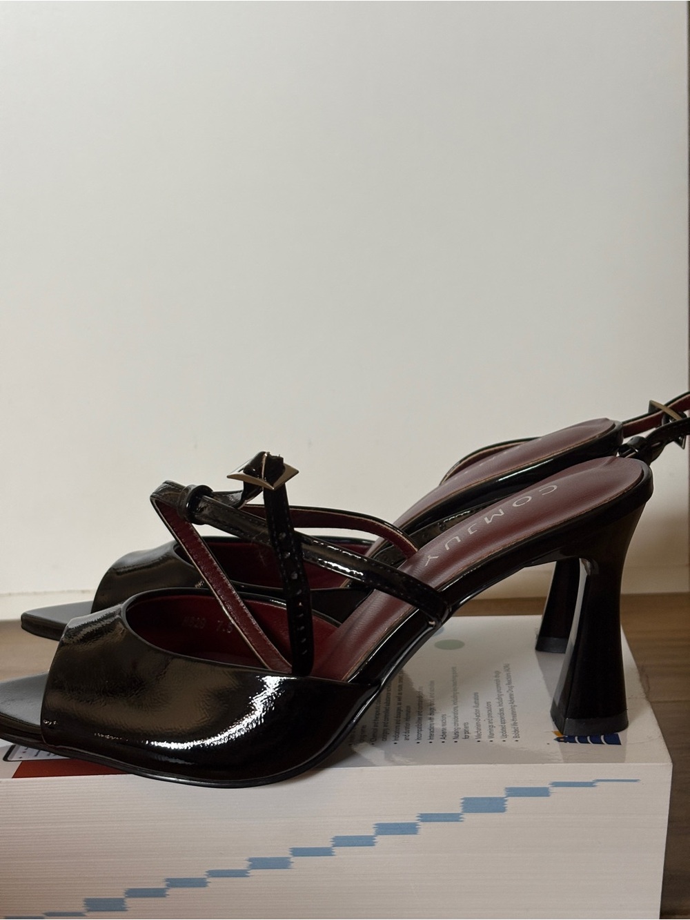 Black Patent Strappy Slingback Heels
